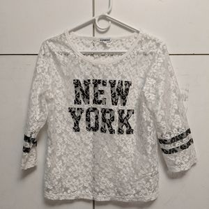 White floral lace shirt